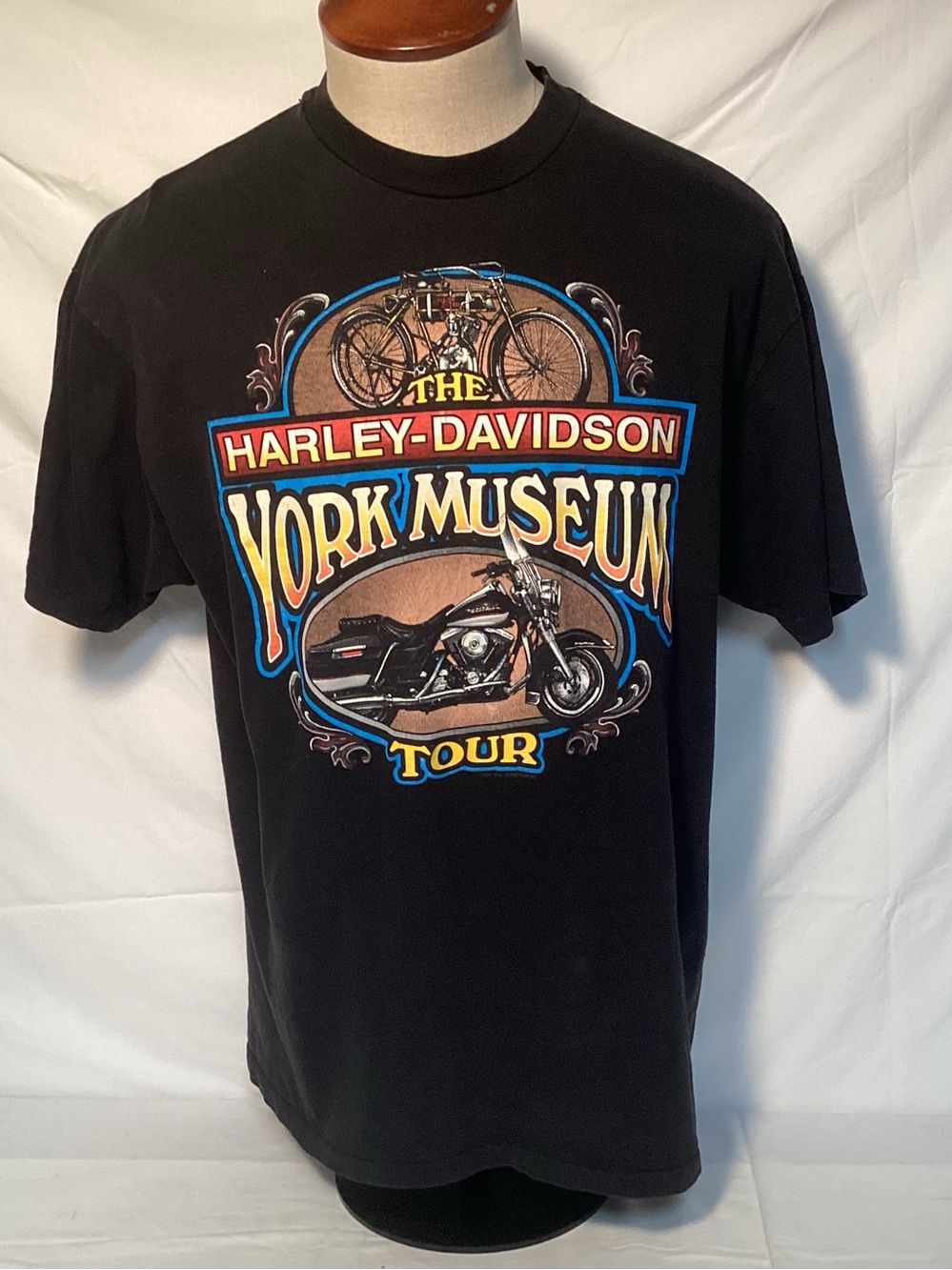 Harley-Davidson Vintage 90s York Museum Graphic Single Stitch Tee Men’s Size XL